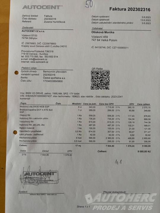 BMW X3 2.0 D Xdrive  ČR