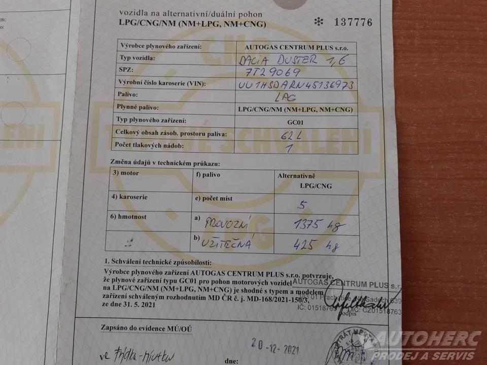Dacia Duster 1.6 LPG 4x4 ČR