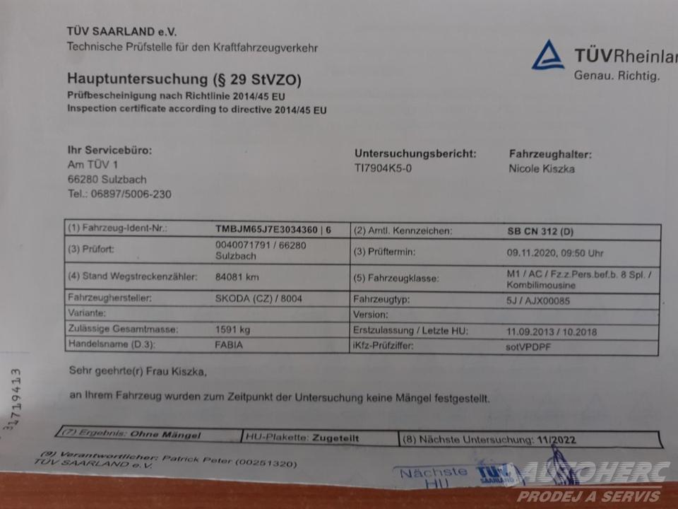 Škoda Fabia II Kombi 1.2 TSi