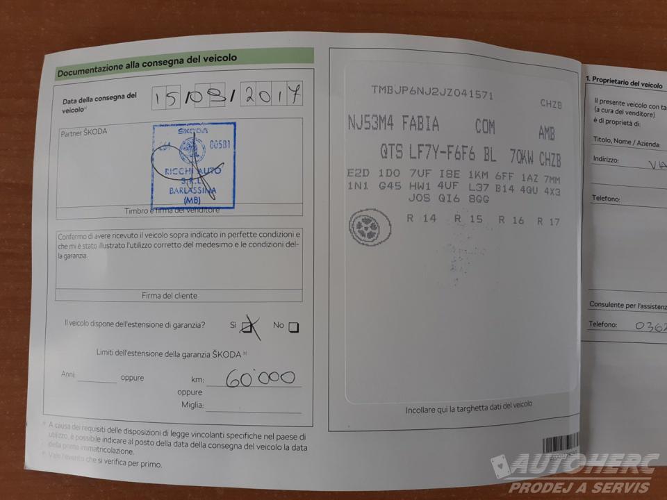 Škoda Fabia III KOMBI  1.0 TSi