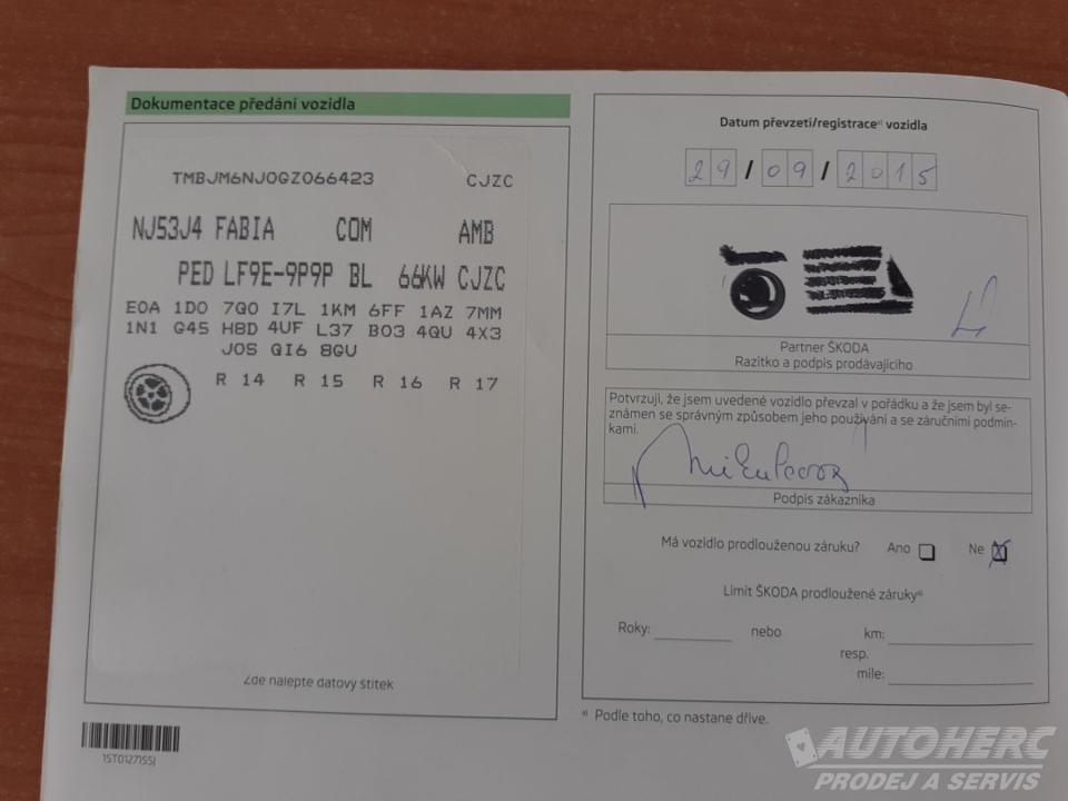 Škoda Fabia KOMBI 1.2 TSi ČR