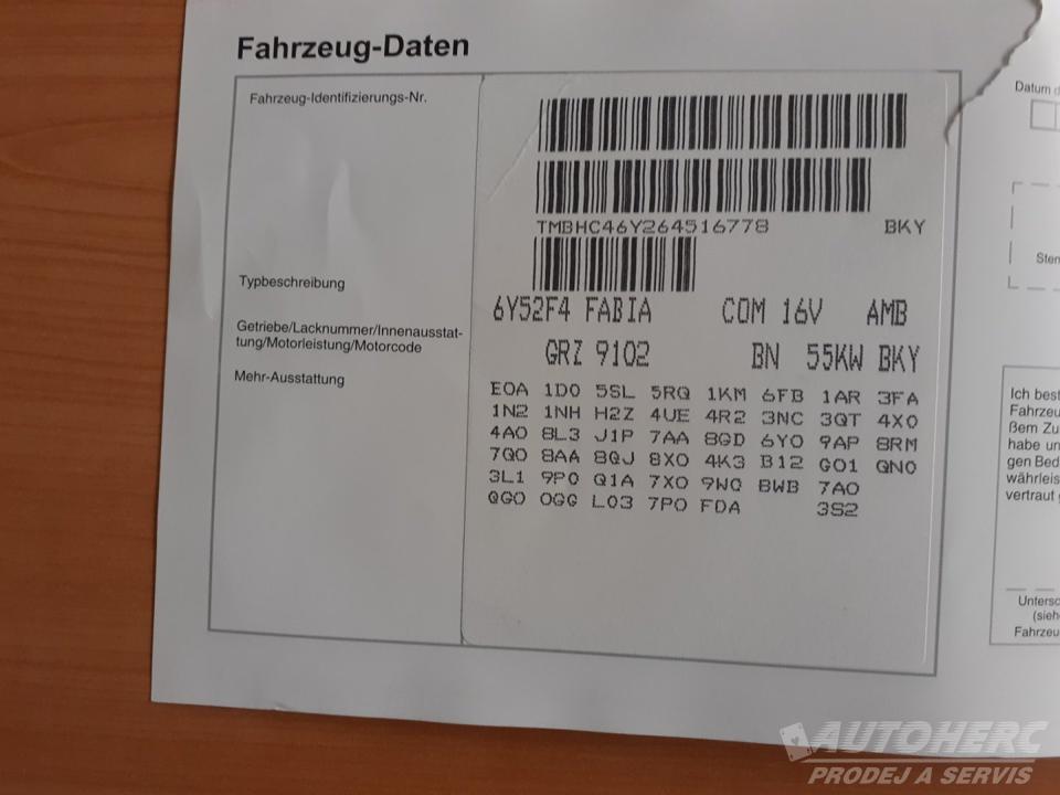 Škoda Fabia KOMBI 1.4 16V