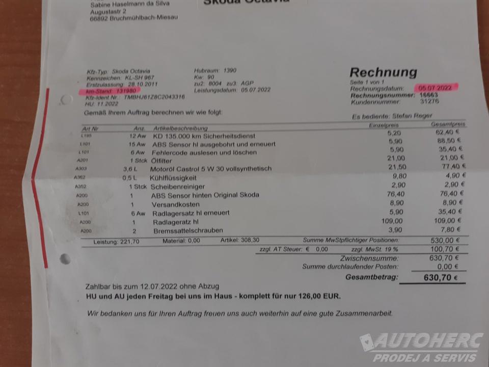 Škoda Octavia KOMBI 1.4 TSi 1.MAJ