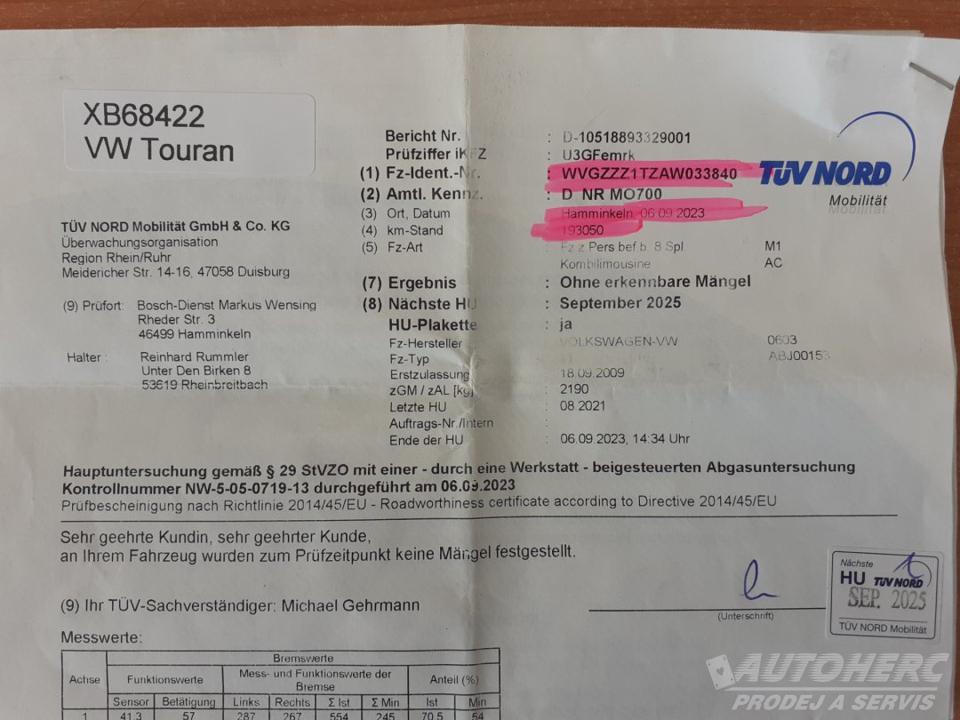 Volkswagen Touran 1.9 TDI DSG
