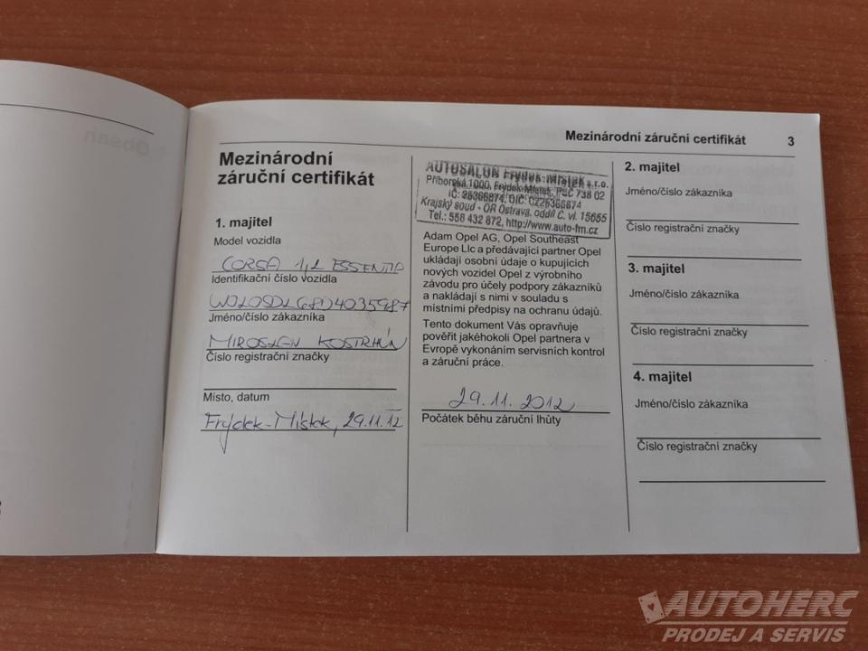 Opel Corsa 1.2 1.MAJ.ČR.