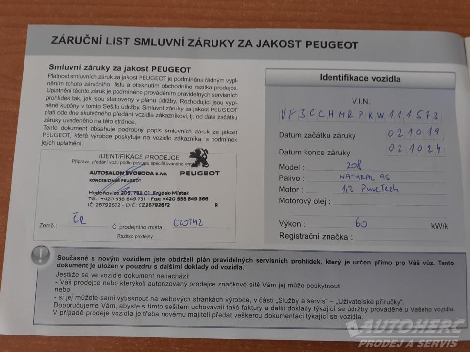 Peugeot 208 1.2 PT 1 .Maj .ČR
