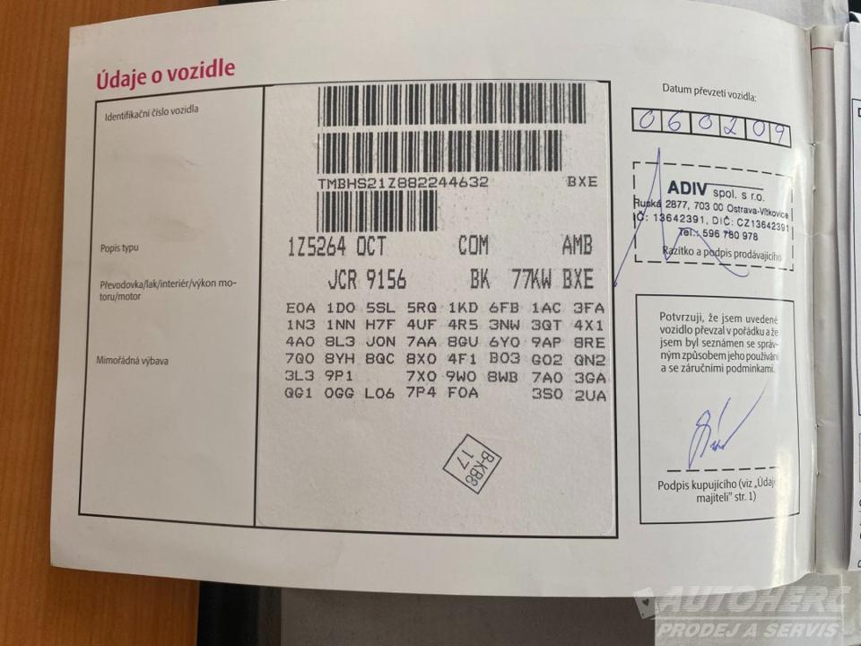 Škoda Octavia II 1.9 TDi 1.majitel ČR