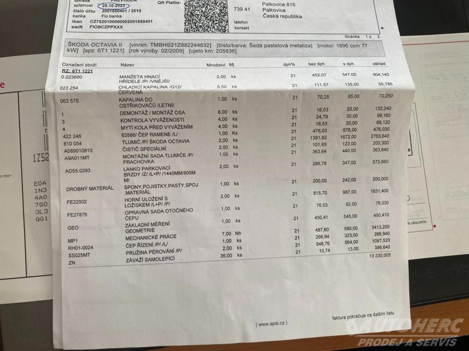 Škoda Octavia II 1.9 TDi 1.majitel ČR