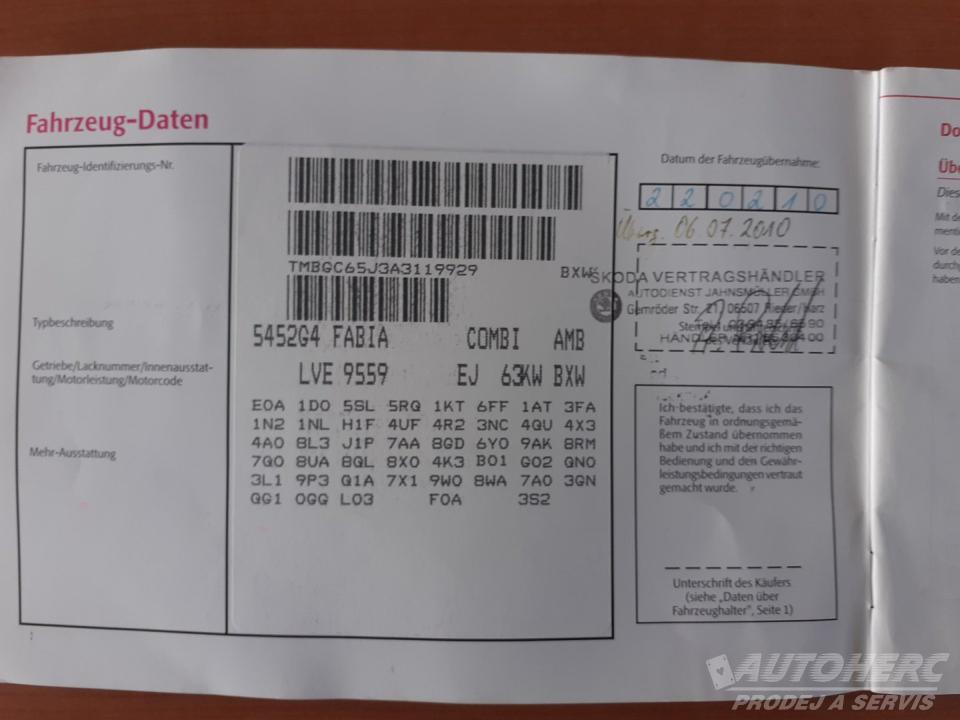 Škoda Fabia KOMBI 1.4 16V