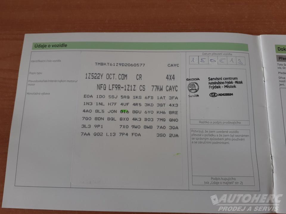 Škoda Octavia KOMBI 1.6 TDi 4x4 ČR