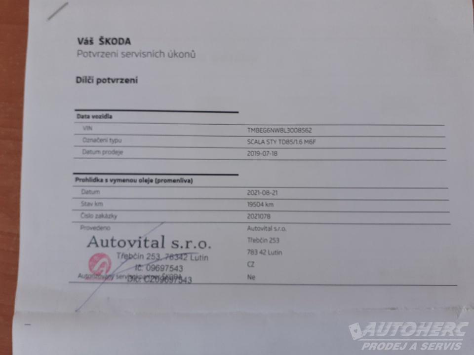 Škoda Scala 1.6  TDi 85 kW