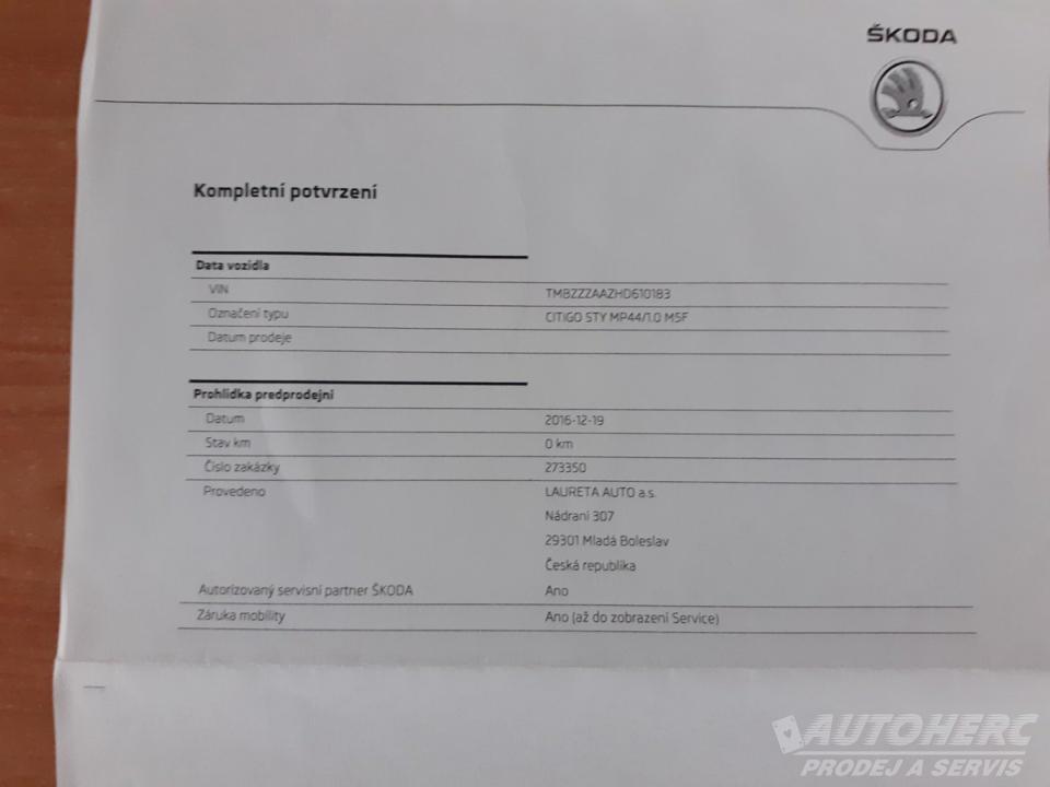 Škoda Citigo 1.0 MPi ČR