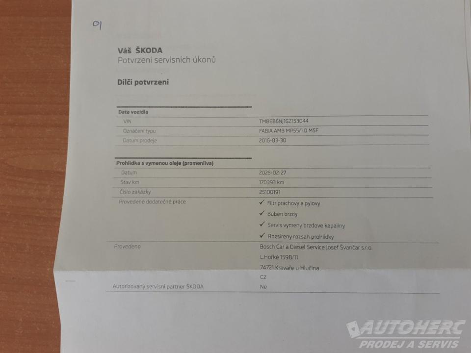 Škoda Fabia III 1.0 MPi +LPG