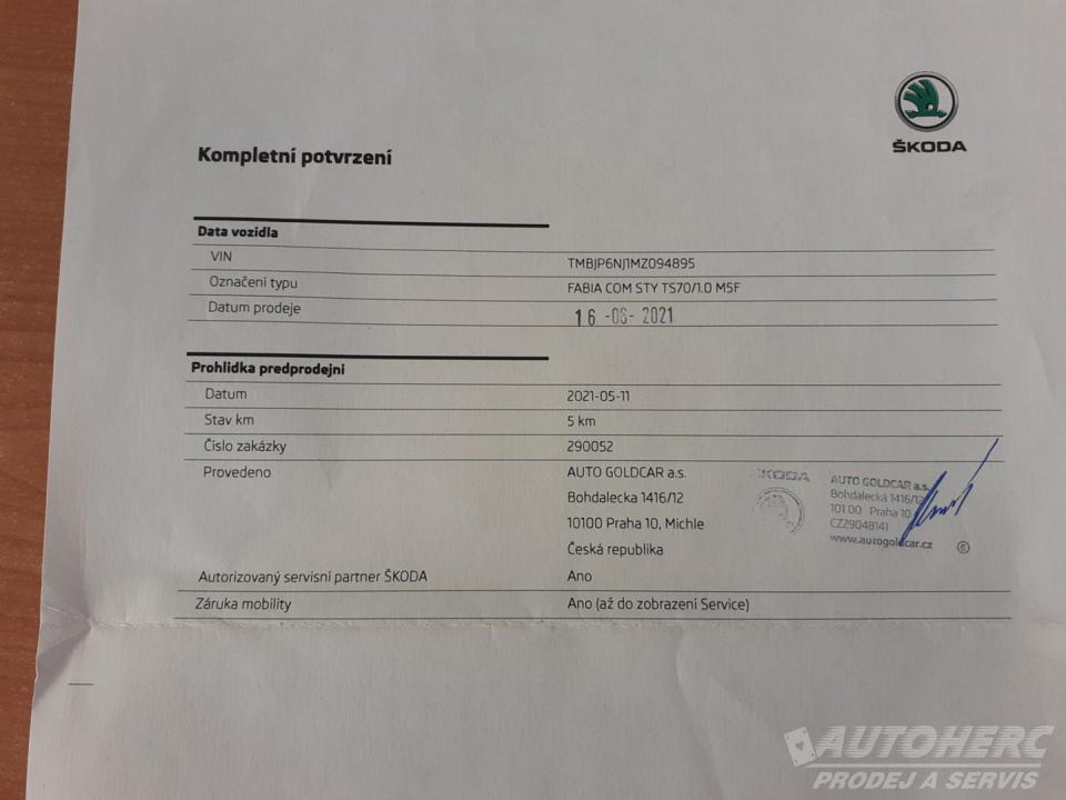 Škoda Fabia KOMBI 1.0 TSi STYLE