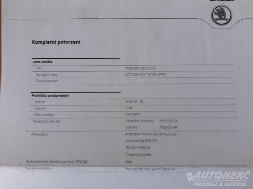 Škoda Octavia 1.4 TSi KOMBI ČR