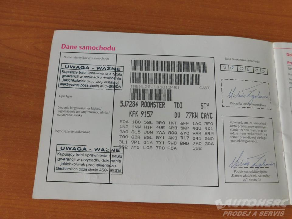 Škoda Roomster 1.6 TDi 77 Kw