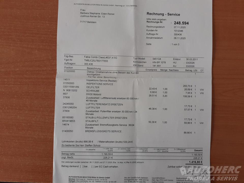 Škoda Fabia KOMBI 1.4 16V