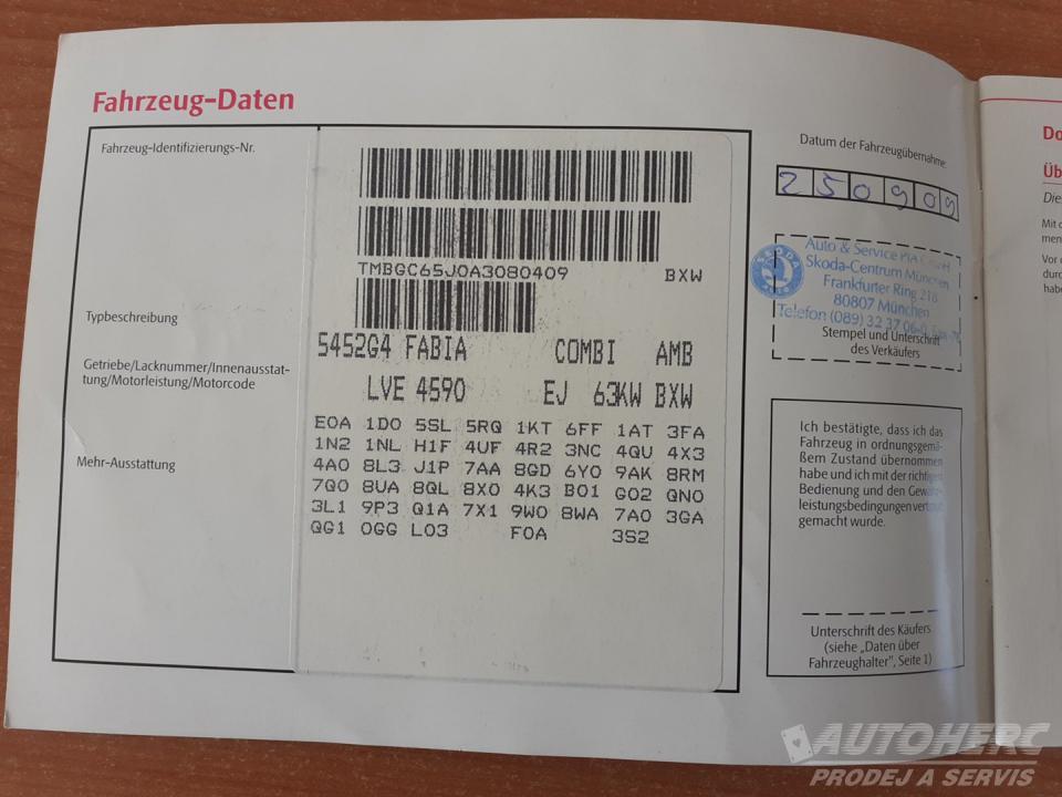 Škoda Fabia KOMBI 1.4 16V