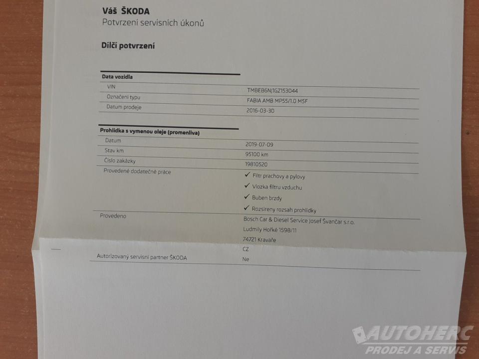 Škoda Fabia III 1.0 MPi LPG
