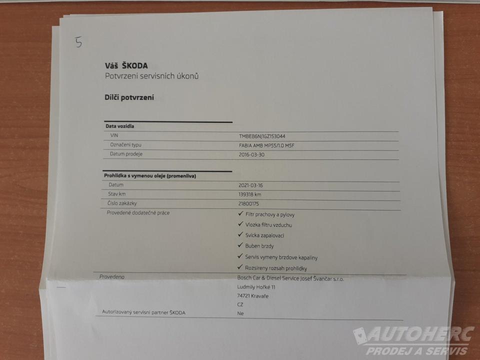 Škoda Fabia III 1.0 MPi LPG
