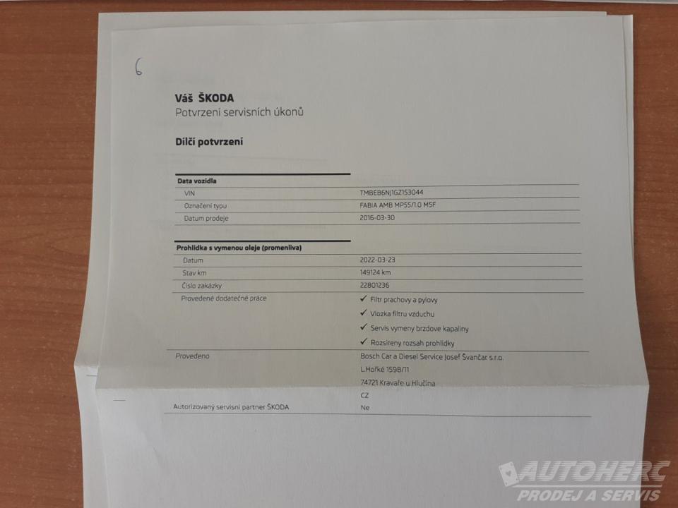 Škoda Fabia III 1.0 MPi LPG