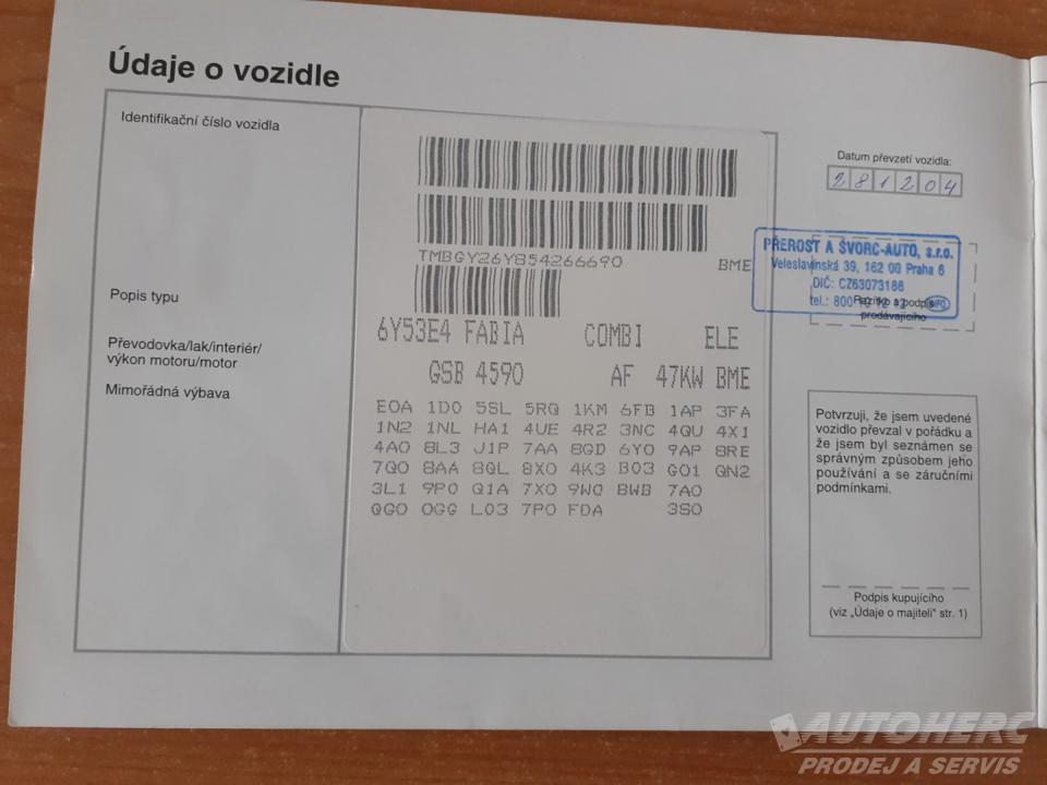 Škoda Fabia KOMBI 1.2  12V HTP